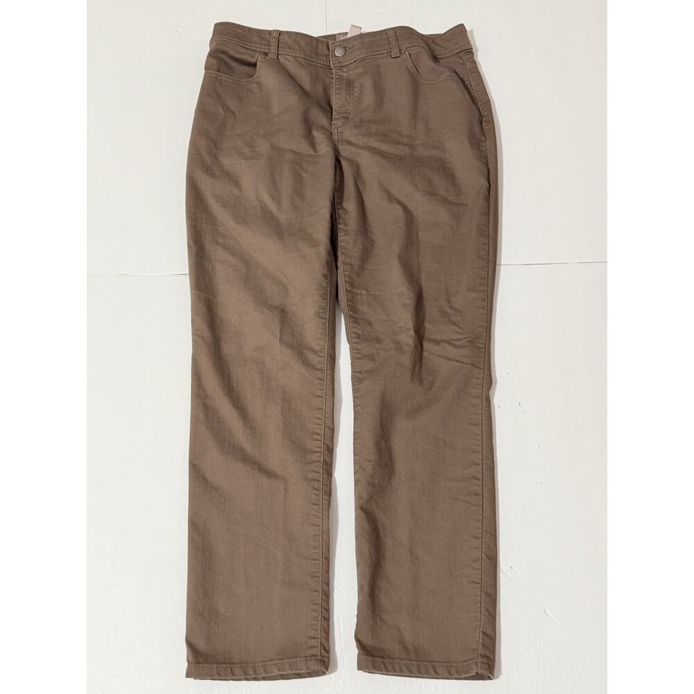 Chico's Straight Leg Denim Pants, Mushroom Brown, Size 2